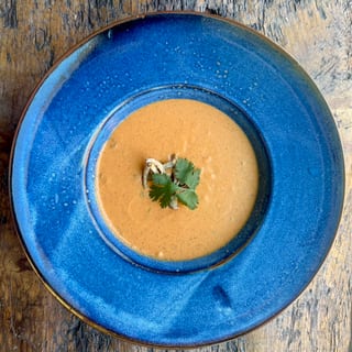Chilled Berbere Spiced Red Pepper-Coconut Milk Bisque 